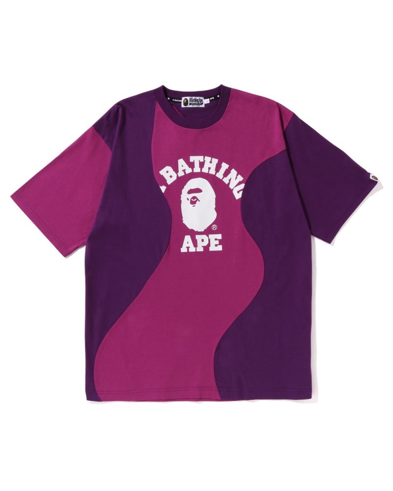 T Shirts Bape Cutting College Relaxed Fit Violette Homme | NGX-29699651